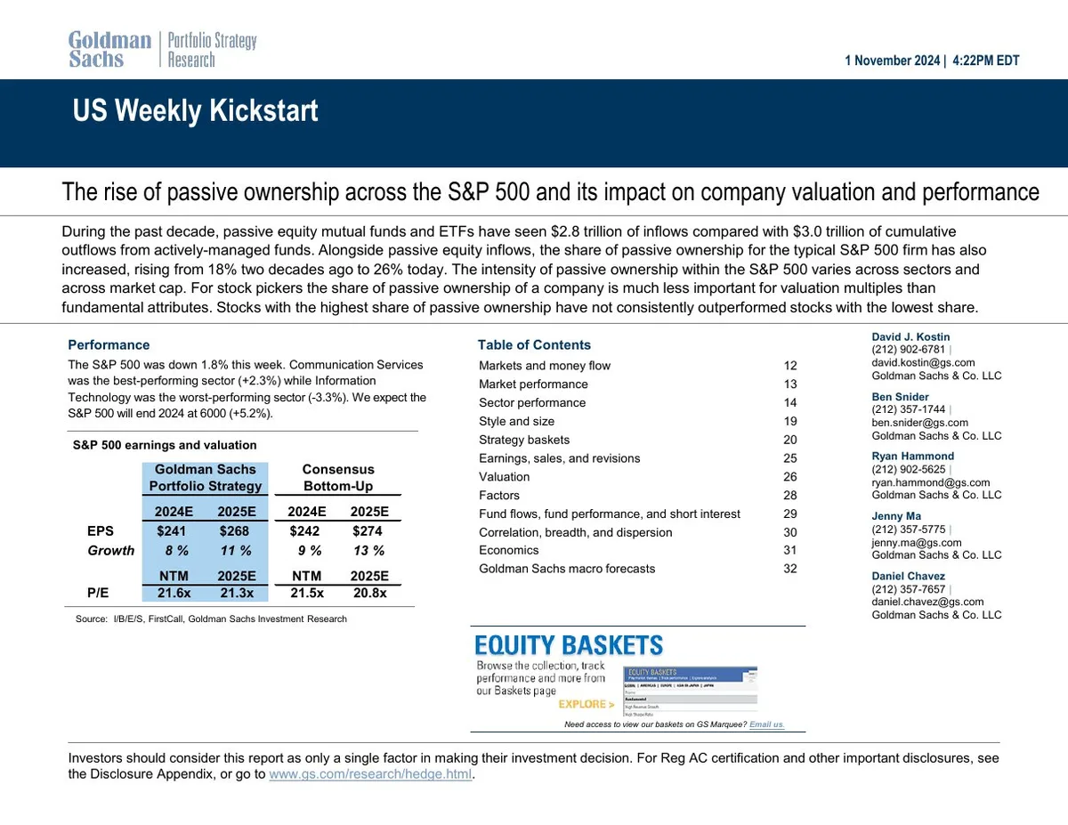 Includes contact information for the research team and a promotional link for Equity Baskets.