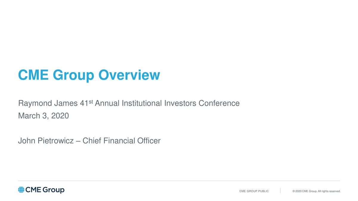 CME Group | Investor Presentation Deck | 7 slides · slide 1
