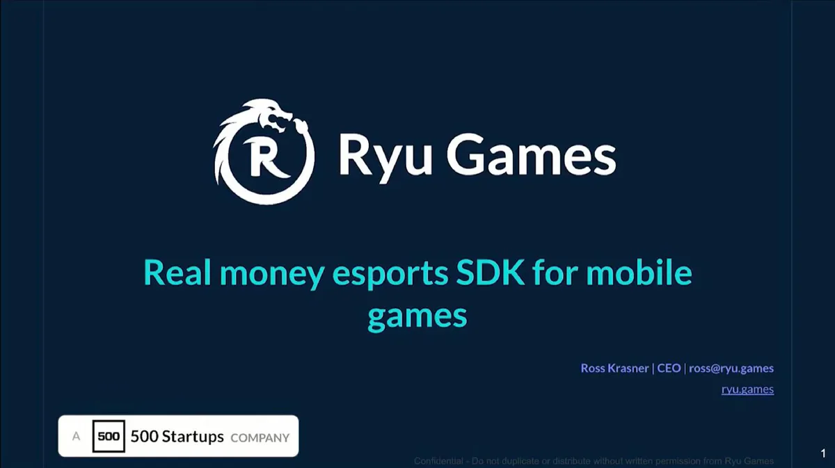 Ryu Games | Start Up Pitch Deck | 11 slides · slide 1