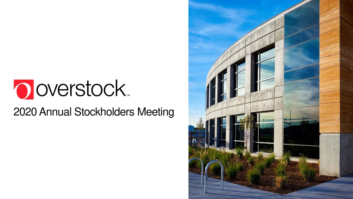 Overstock | Shareholder Engagement Presentation Deck | 20 slides · slide 1