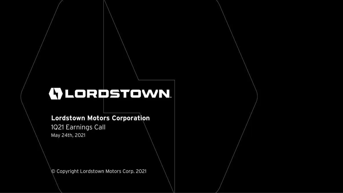 Lordstown Motors | Results Presentation Deck | 22 slides · slide 1