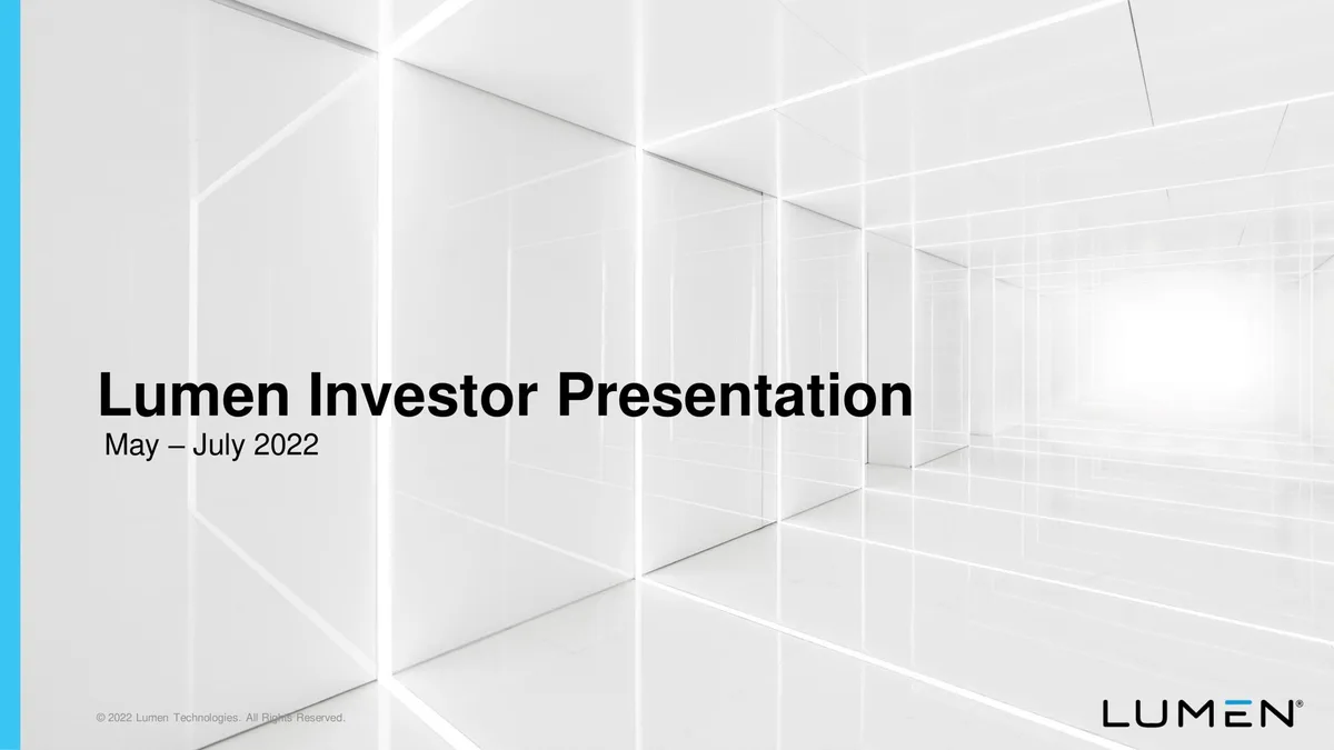 Lumen | Investor Presentation Deck | 31 slides · slide 1