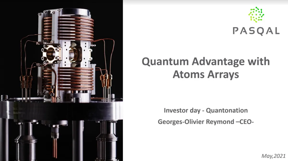 See the pitch deck quantum computing startup Pasqal used to raise $29.3 million and compete with Google and IBM · slide 1