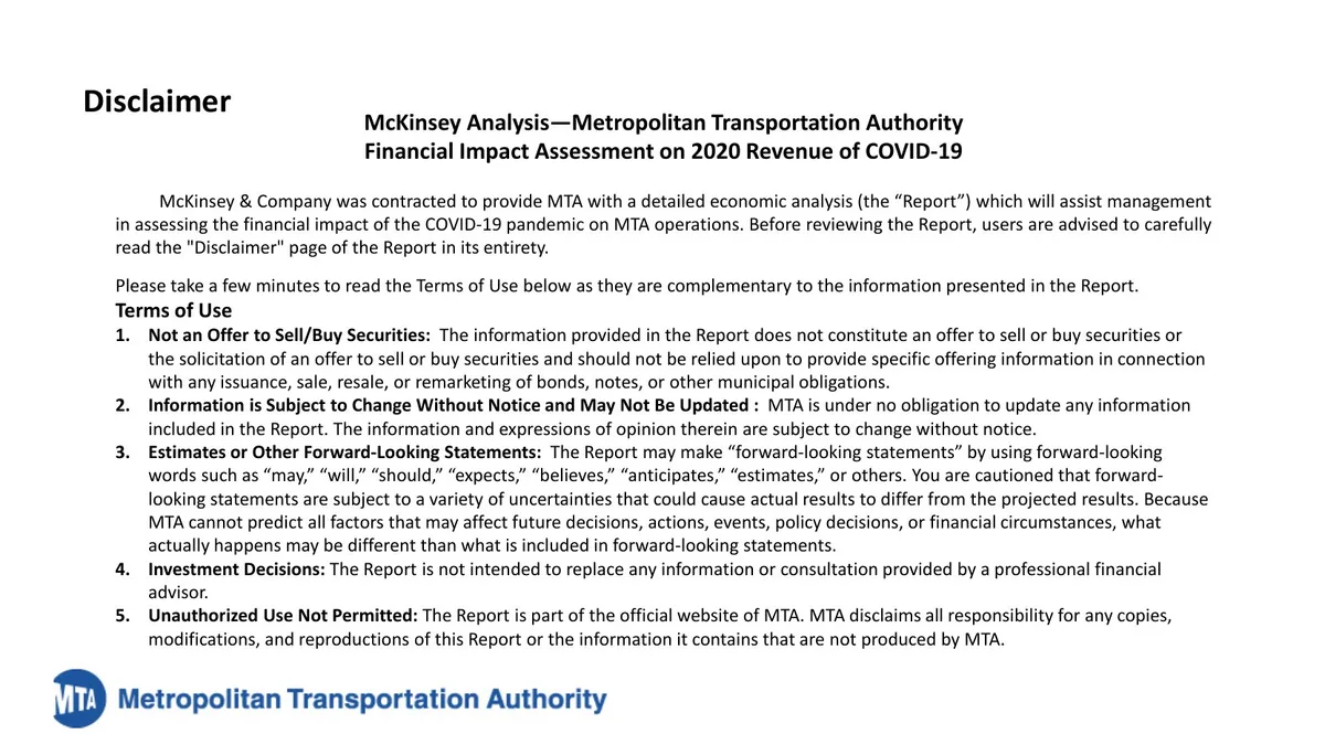 MTA Financial Impact COVID-19 · slide 1