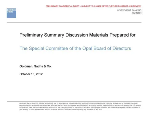 Goldman Sachs | Investment Banking Pitch Book | 20 slides