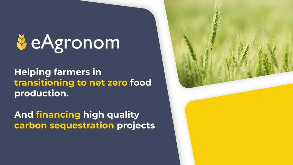 Carbon credit firm eAgronom used this pitch deck to land $7.4 million · slide 1