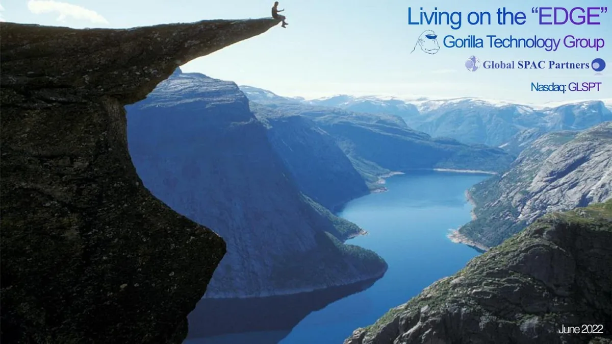 Uses a visual metaphor of a person sitting on a cliff edge to represent 'edge computing'.