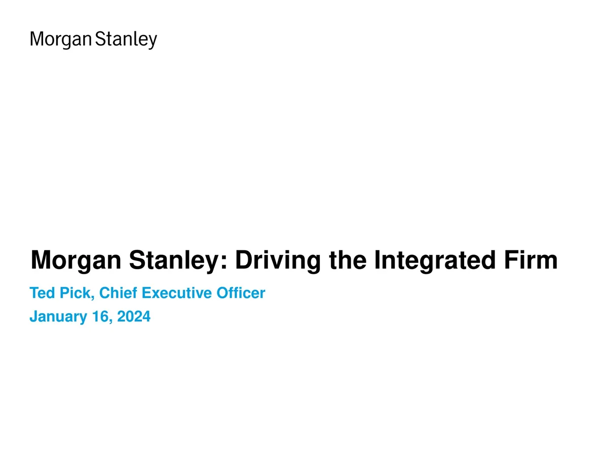 Morgan Stanley | Investor Presentation Deck | 13 slides · slide 1