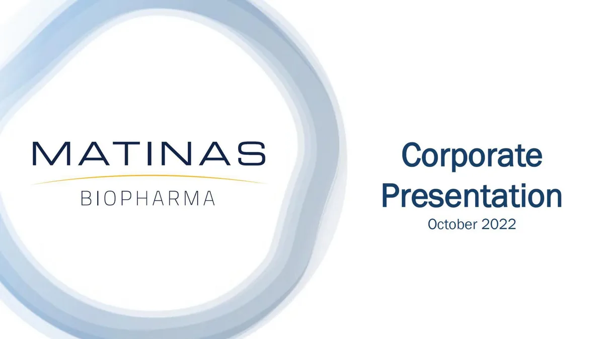 Matinas BioPharma | Investor Presentation Deck | 31 slides · slide 1