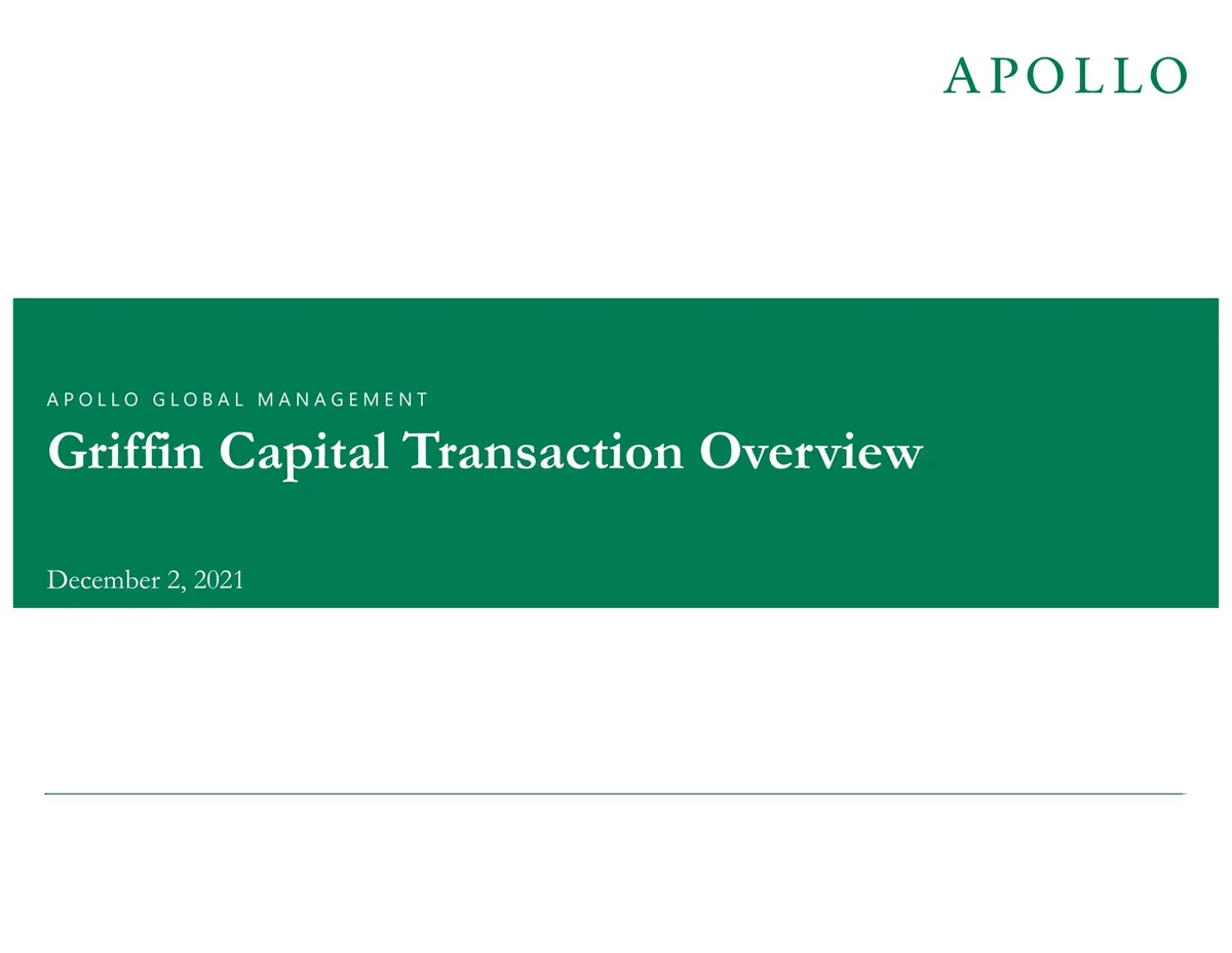 Apollo Global Management | Mergers and Acquisitions Presentation Deck | 9 slides · slide 1