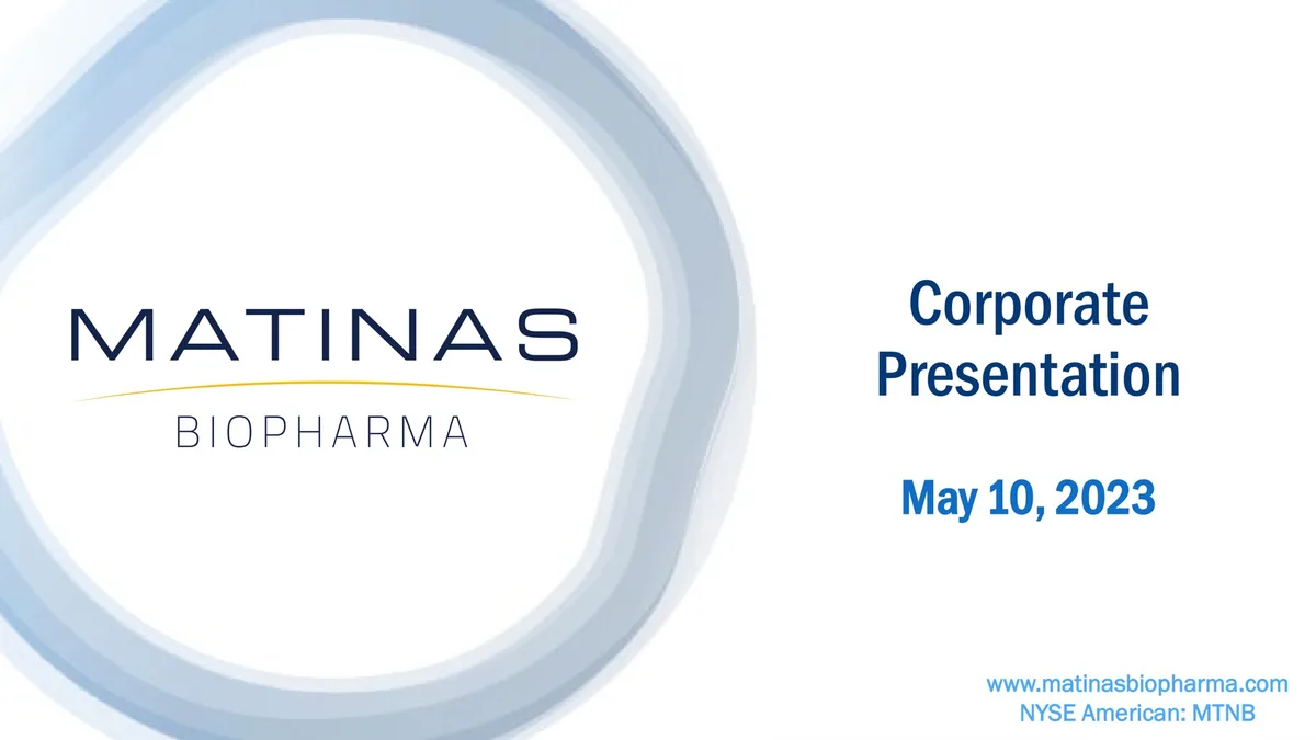 Matinas BioPharma | Investor Presentation Deck | 28 slides · slide 1