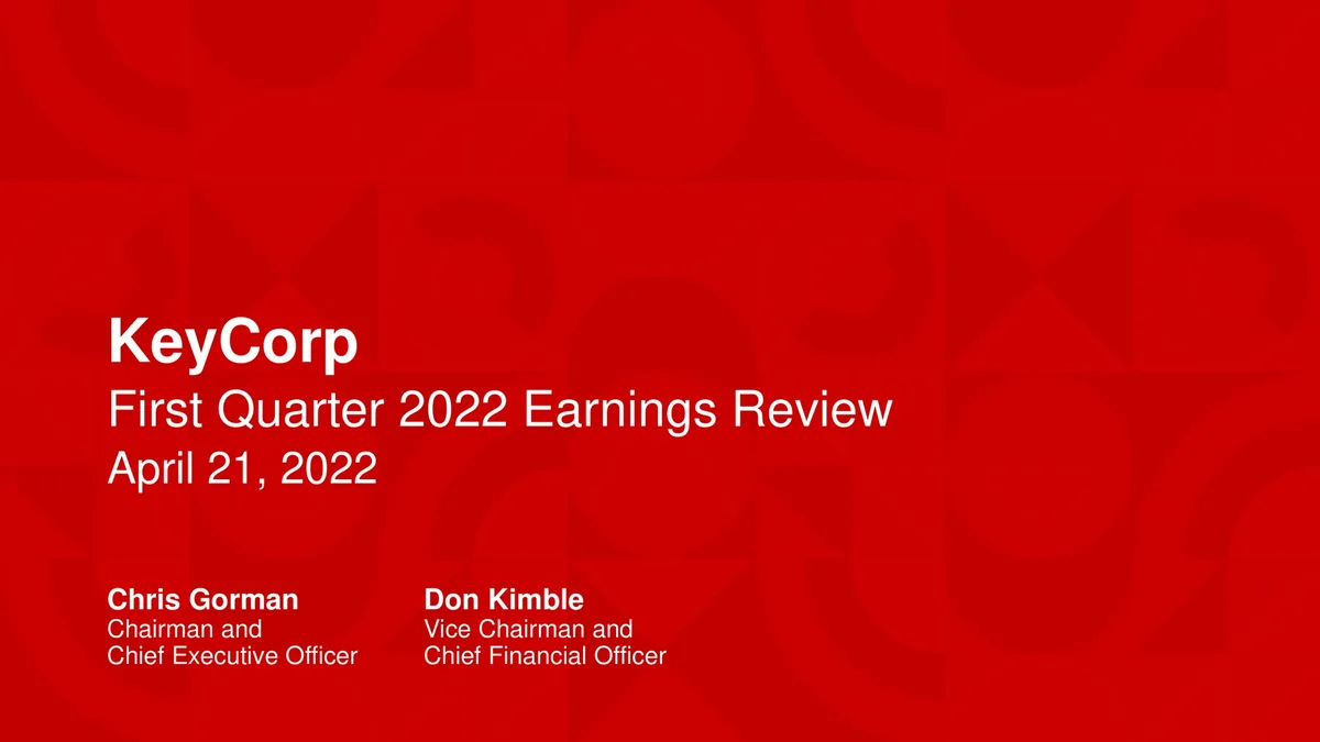 KeyCorp | Results Presentation Deck | 22 slides · slide 1