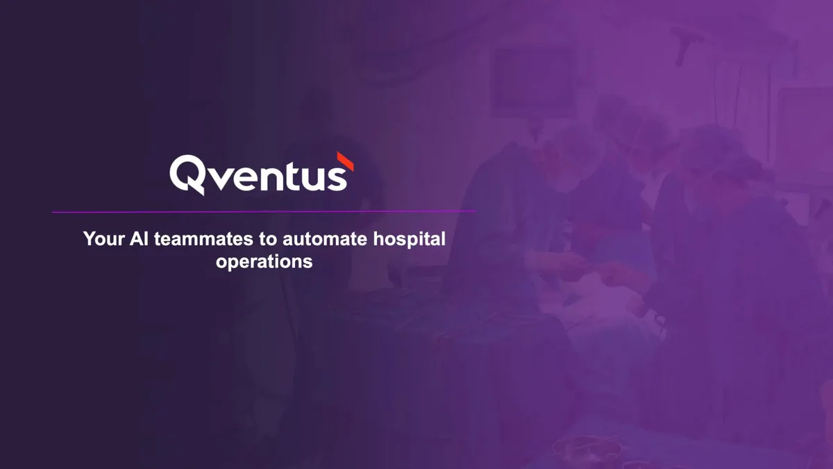 Pitch deck: Health AI startup Qventus raises $105 million from KKR · slide 1