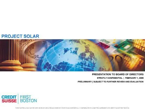 Credit Suisse | Investment Banking Pitch Book | 35 slides