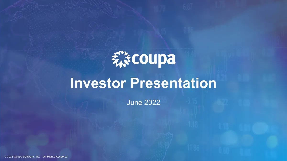 Coupa | Investor Presentation Deck | 37 slides · slide 1
