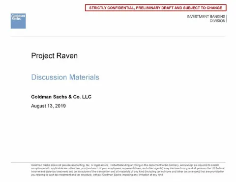 Goldman Sachs | Investment Banking Pitch Book | 12 slides