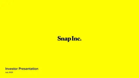 Snap Inc | Investor Presentation Deck | 50 slides