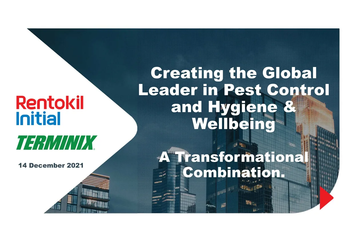 Rentokil Initial | Mergers and Acquisitions Presentation Deck | 21 slides · slide 1