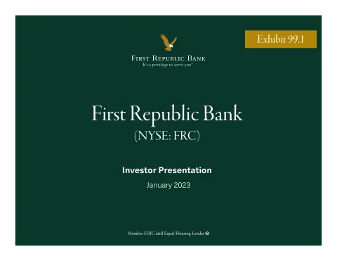 First Republic Bank | Results Presentation Deck | 50 slides