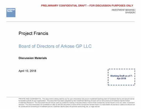 Goldman Sachs | Investment Banking Pitch Book | 42 slides