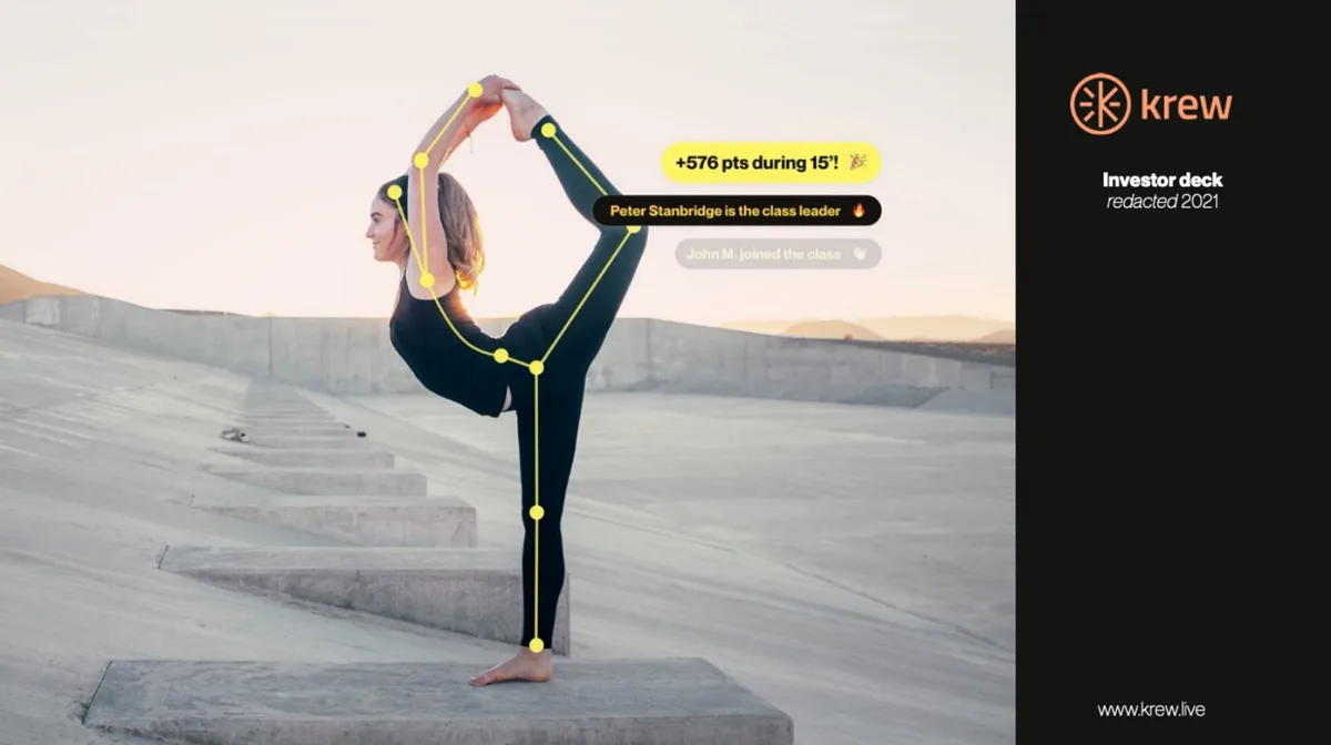 The slide uses a visual metaphor of motion tracking to imply fitness technology.