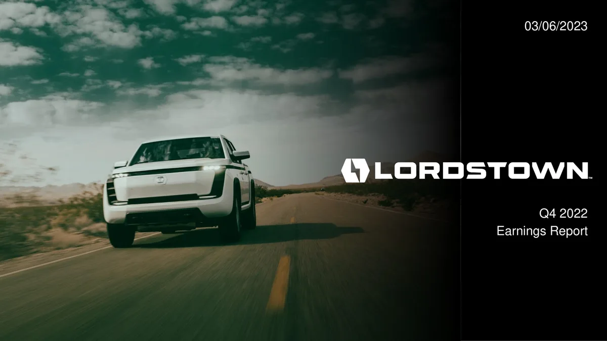 Lordstown Motors | Results Presentation Deck | 18 slides · slide 1