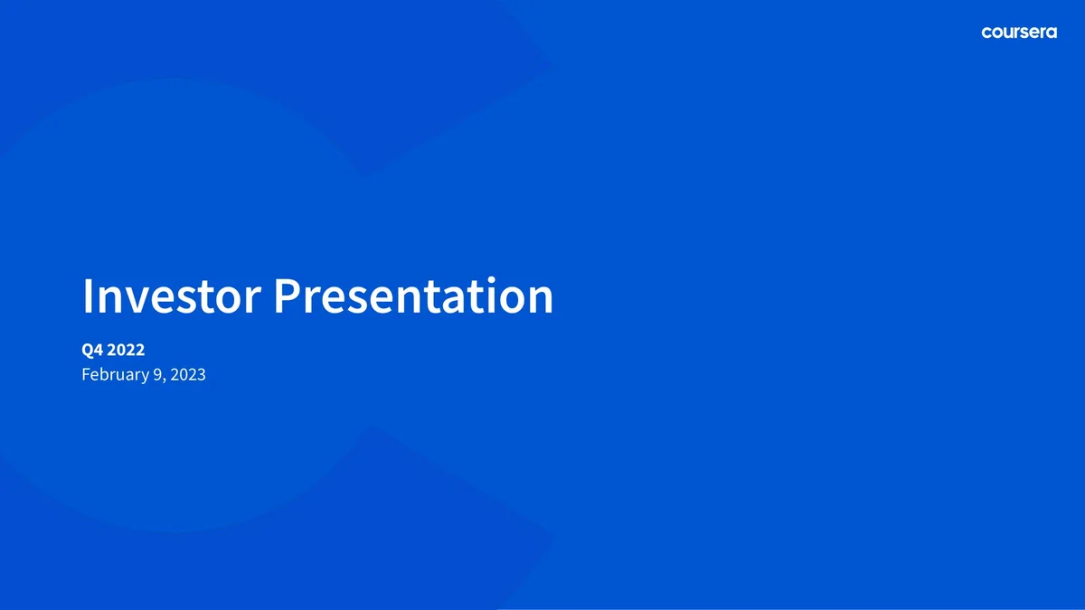Coursera | Results Presentation Deck | 39 slides · slide 1