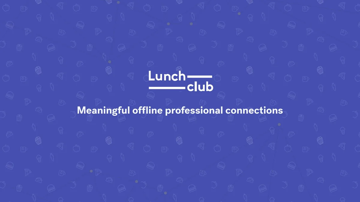 Background features a subtle pattern of food-related icons connected by lines, suggesting a network.