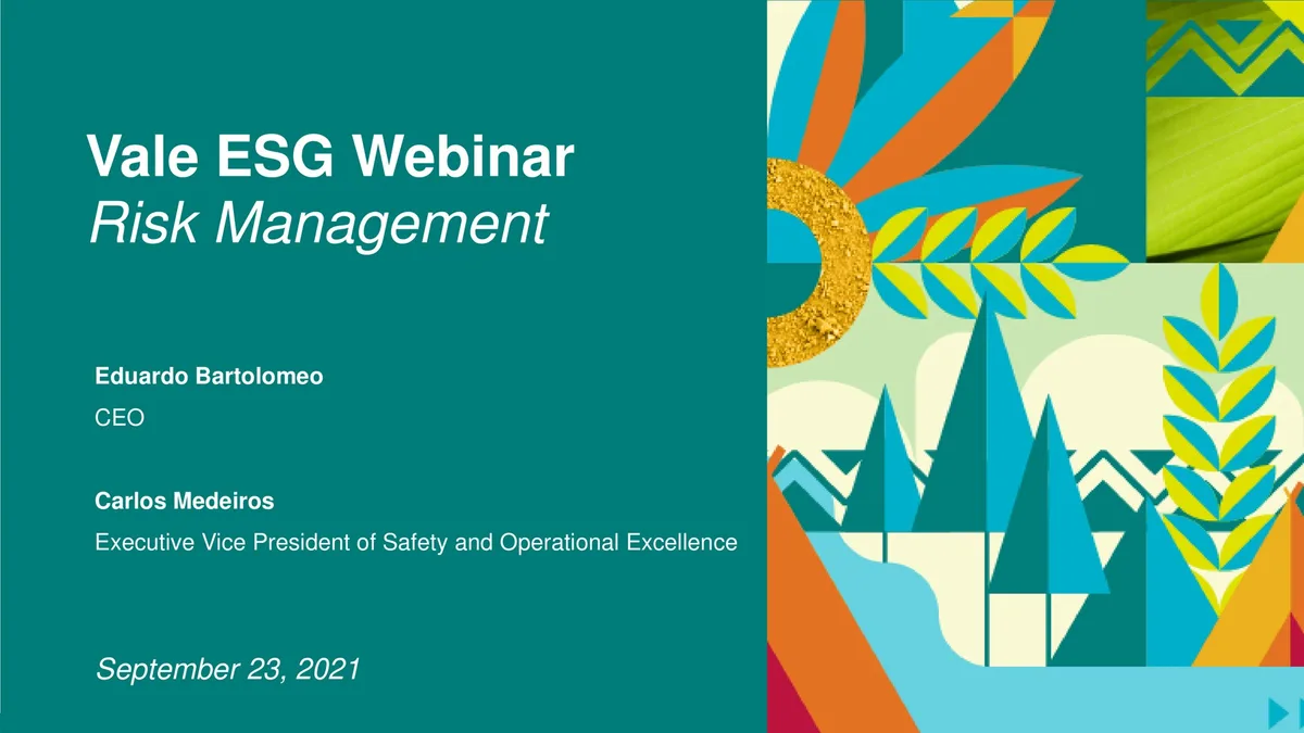Vale | ESG Presentation Deck | 33 slides · slide 1