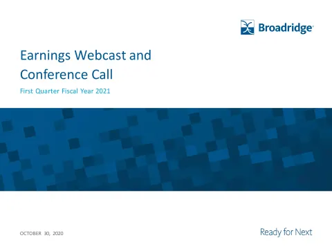 Broadridge Financial Solutions | Results Presentation Deck | 20 slides