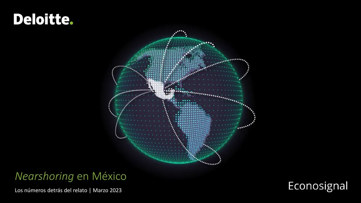 The slide features a stylized digital globe highlighting Mexico, consistent with a 'Econosignal' series.