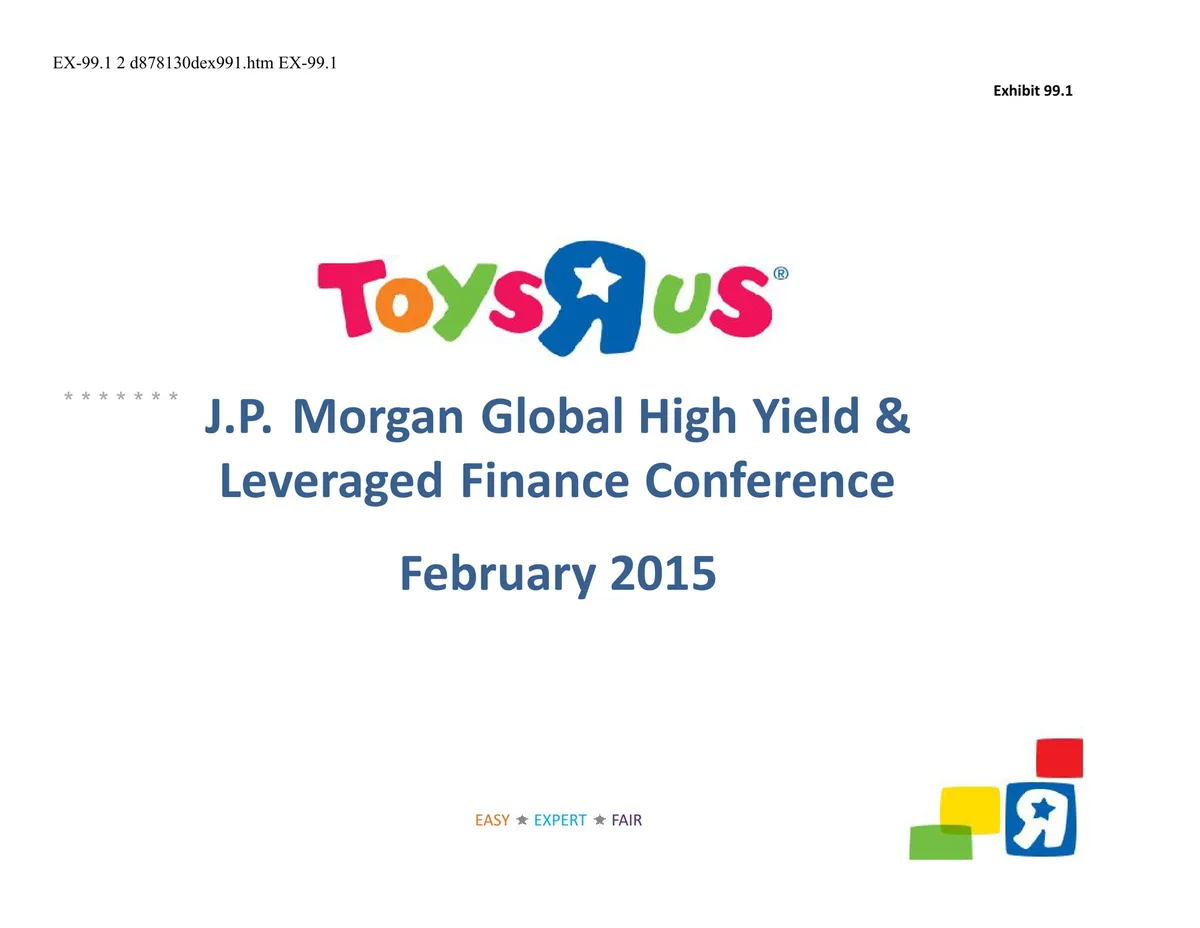 Toys R Us | Investor Conference Presentation Deck | 12 slides · slide 1