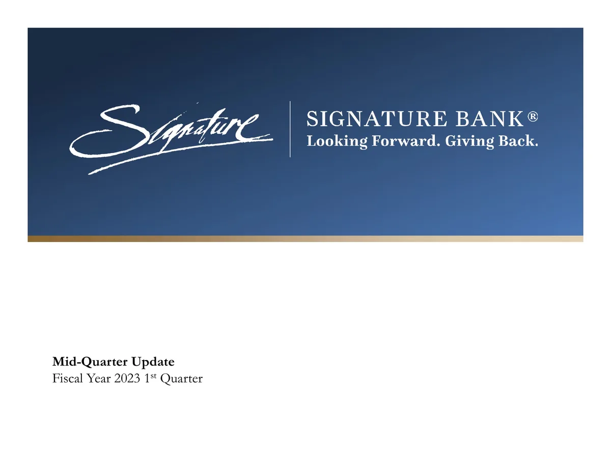 Signature Bank | Results Presentation Deck | 3 slides · slide 1