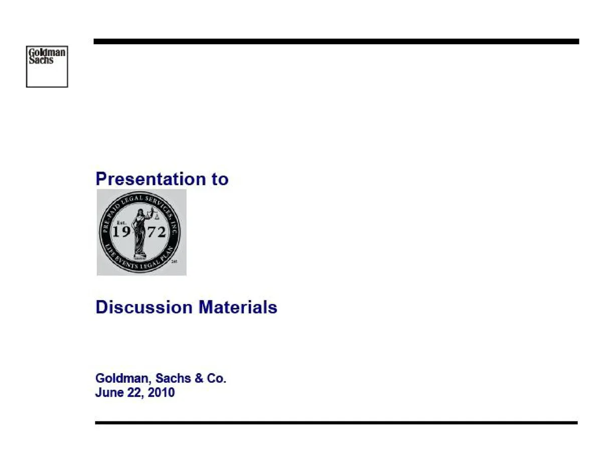 Goldman Sachs | Investment Banking Pitch Book | 66 slides · slide 1