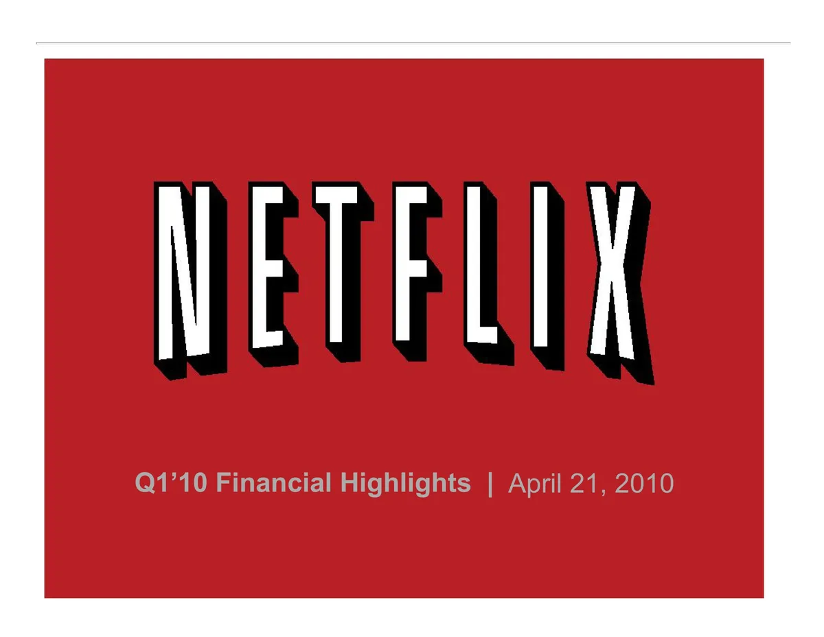 Netflix | Results Presentation Deck | 15 slides · slide 1