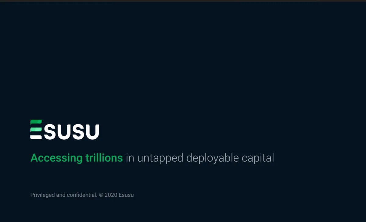 We got an exclusive look at the pitch deck fintech Esusu used to win the backing of ex-Linkedin CEO Jeff Weiner · slide 1