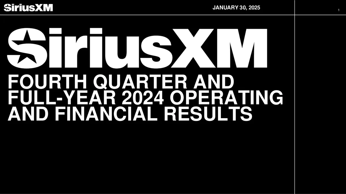 SiriusXM | Results Presentation Deck | 24 slides · slide 1