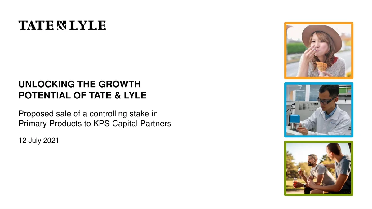 Tate and Lyle | Mergers and Acquisitions Presentation Deck | 29 slides · slide 1