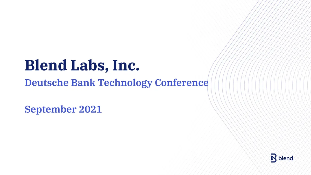 Blend | Investor Conference Presentation Deck | 15 slides · slide 1