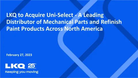 LKQ | Mergers and Acquisitions Presentation Deck | 18 slides