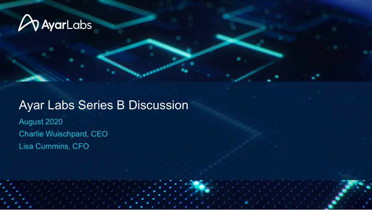 Chip startup Ayar Labs used this pitch deck to raise $35 million · slide 1