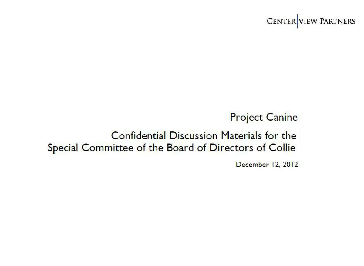 Centerview Partners | Investment Banking Pitch Book | 31 slides · slide 1