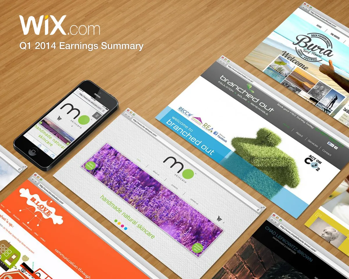 The slide uses a visual collage of customer websites to demonstrate the product's versatility.