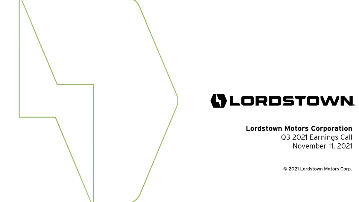 Lordstown Motors | Results Presentation Deck | 18 slides · slide 1