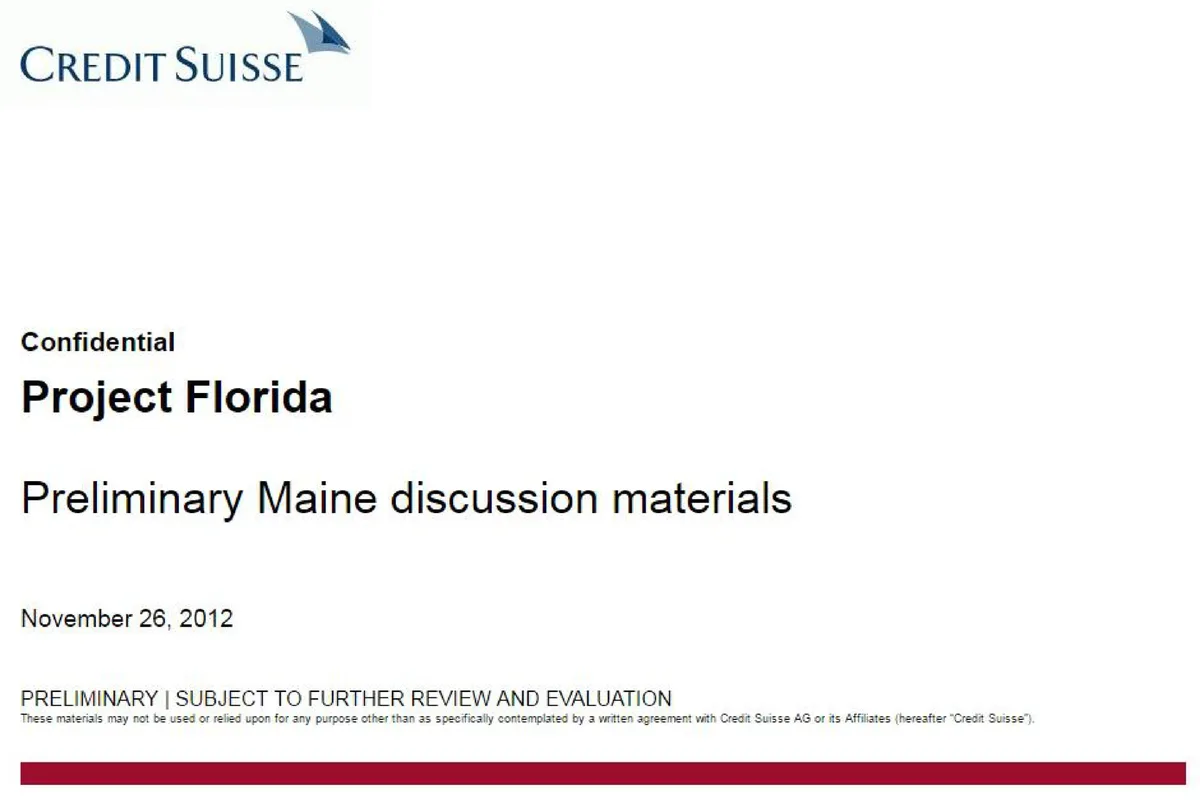 Credit Suisse | Investment Banking Pitch Book | 14 slides · slide 1