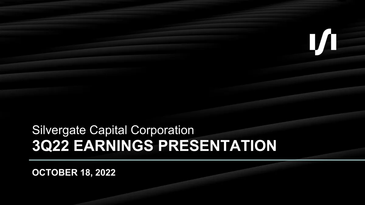 Silvergate Bank | Results Presentation Deck | 10 slides · slide 1