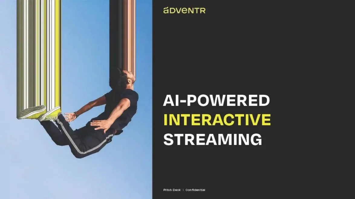 Real pitch deck: Adventr raises $6 million seed round · slide 1