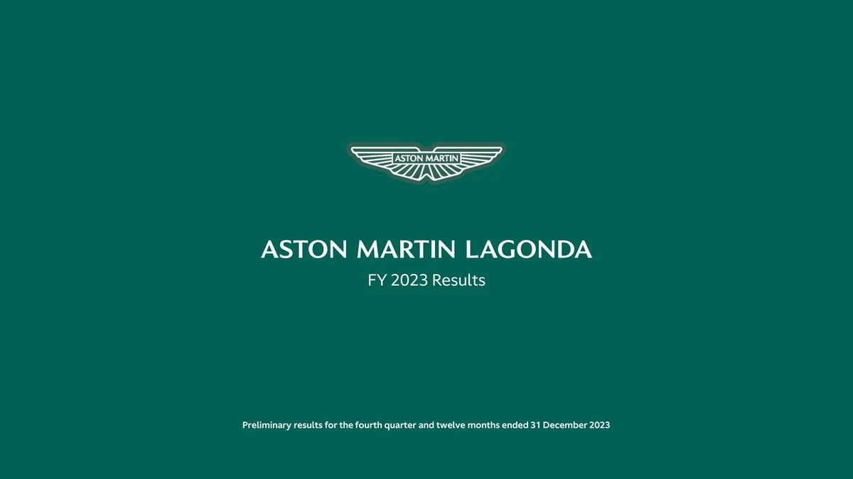 Aston Martin Lagonda | Results Presentation Deck | 28 slides · slide 1