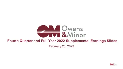 Owens&amp;Minor | Results Presentation Deck | 3 slides
