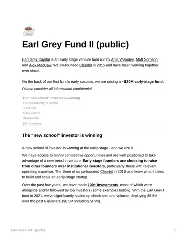 Earl Grey Fund II public